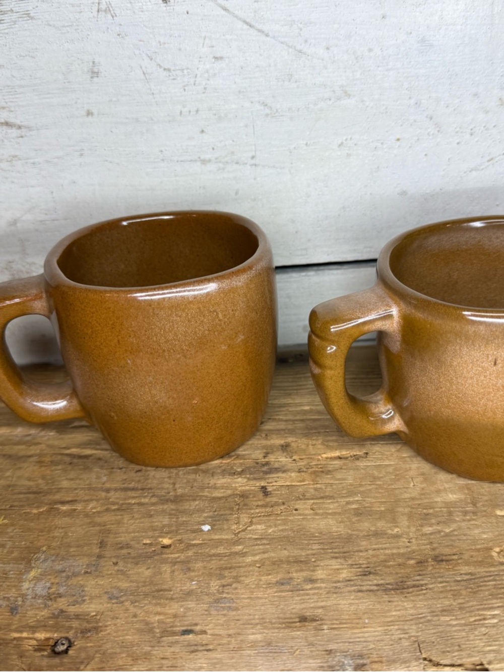 Vintage Frankoma Pottery Plainsman Brown Satin Mugs 5C Coffee Tea Cup MCM
